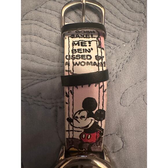 NWOT Disney Mickey Mouse Watch MZB Mck958h15 Silver Case Multicolor Cartoon Band